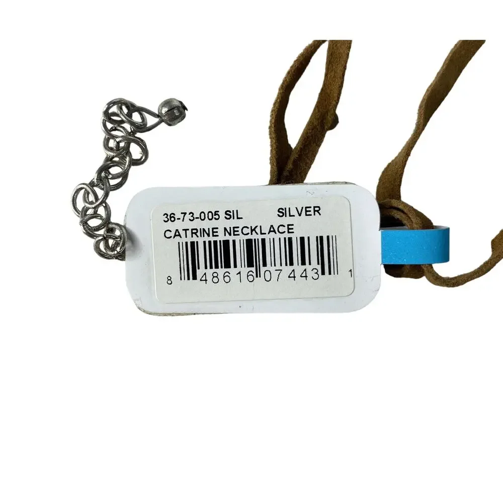 SHIRALEAH New Catrine Tribal Leather Necklace Silver Pink Turquoise Anthro